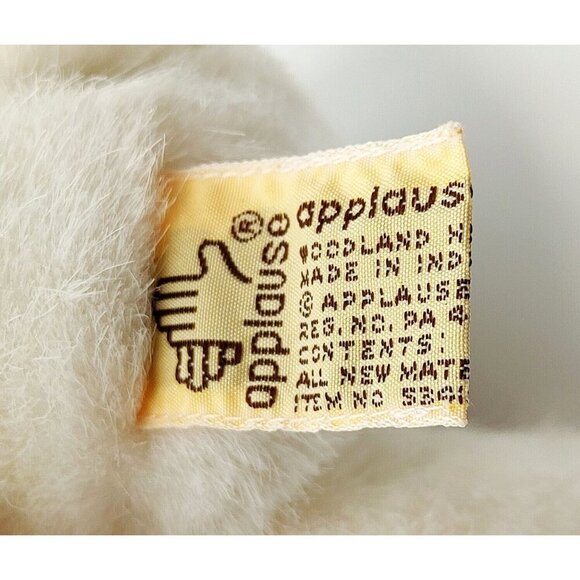 Applause White Bunny Rabbit Plush Stuffed Animal 11" Pink Blue Ribbon Vintage - Picture 4 of 4